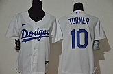 Youth Dodgers 10 Justin Turner White 2020 Nike Cool Base Jersey,baseball caps,new era cap wholesale,wholesale hats